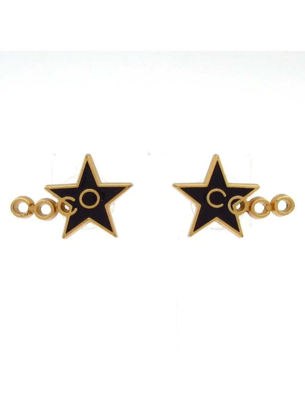 Chanel Earrings CC Logo Gold Black Star